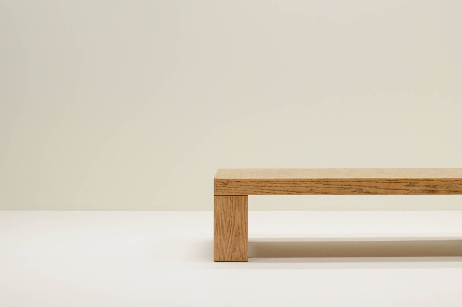Rectangle oak mosaic coffee table from Rolf Middelboe & Gorm Lindum for Tranekaer, Denmark 70s.