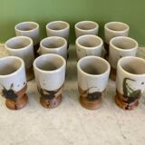 Colombe pottery 12 glazed stoneware cups by Madeleine Brault