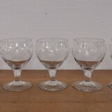 Set of 7 finely engraved vintage wine glasses