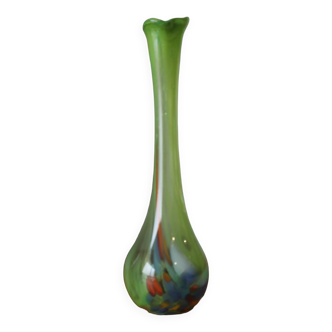 Vintage multicolor Murano arlecchino glass vase