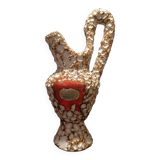 White and orange Vallauris pitcher vase
