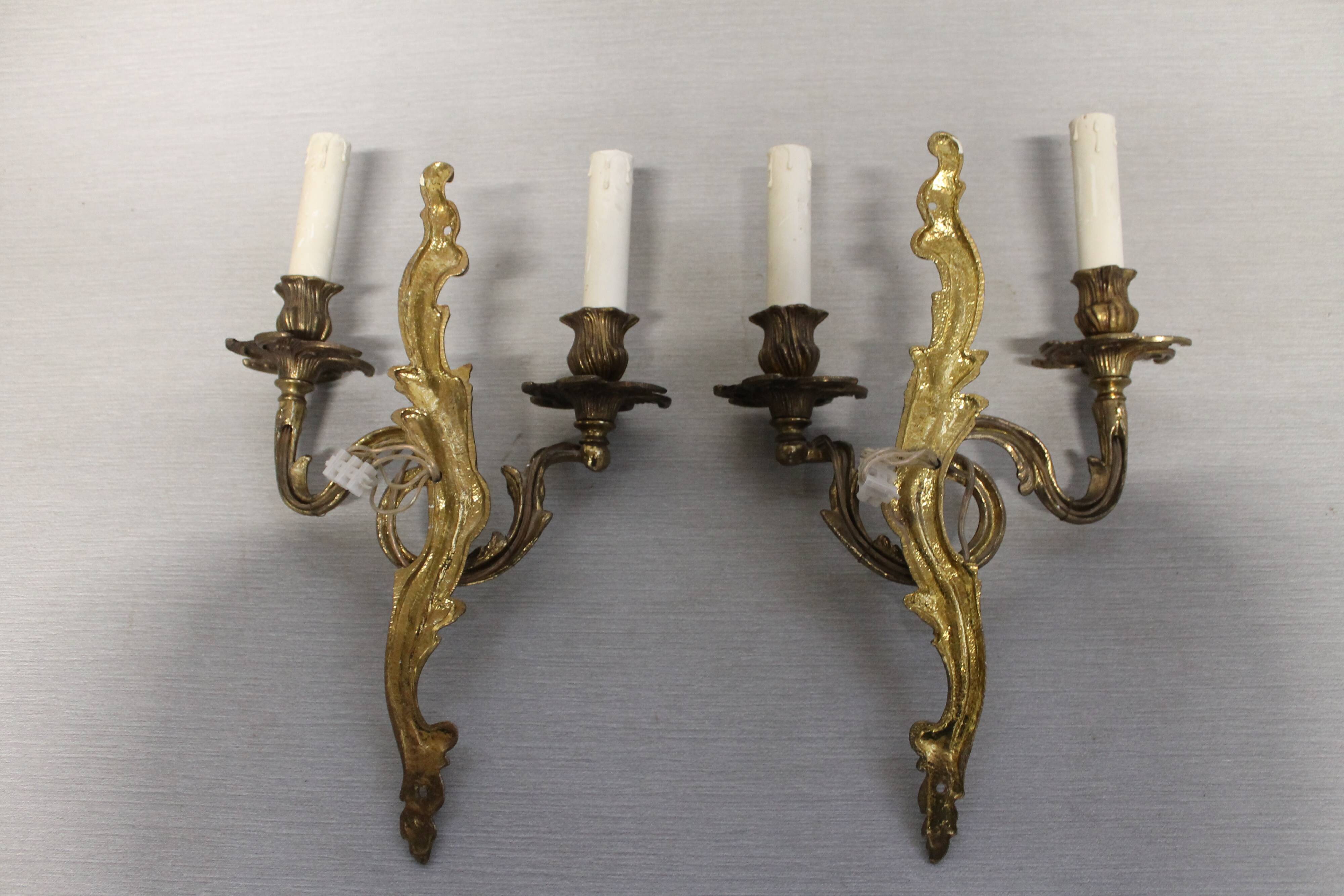 Pair of Louis XV style gilded bronze appliques