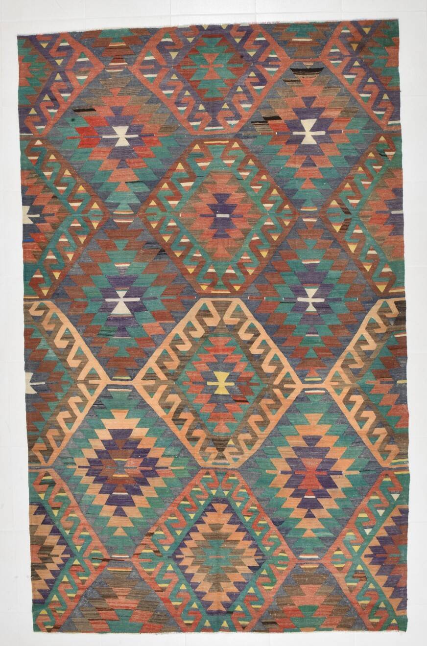 Multicolor Geometric Style Designer Kilim Rug, 181x291 Cm (5'11"x9'7" ft)