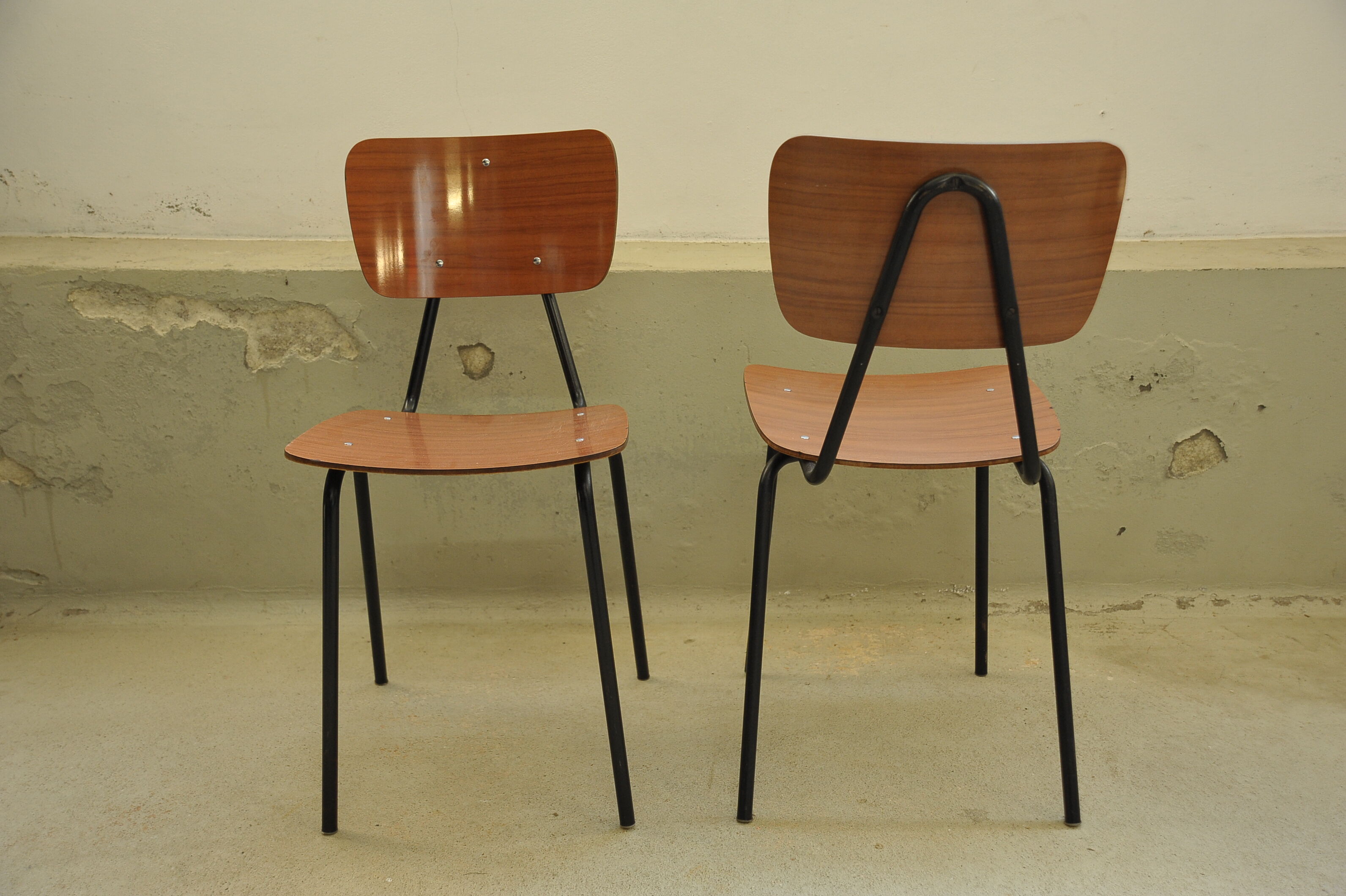 Pair of vintage formica chairs 60