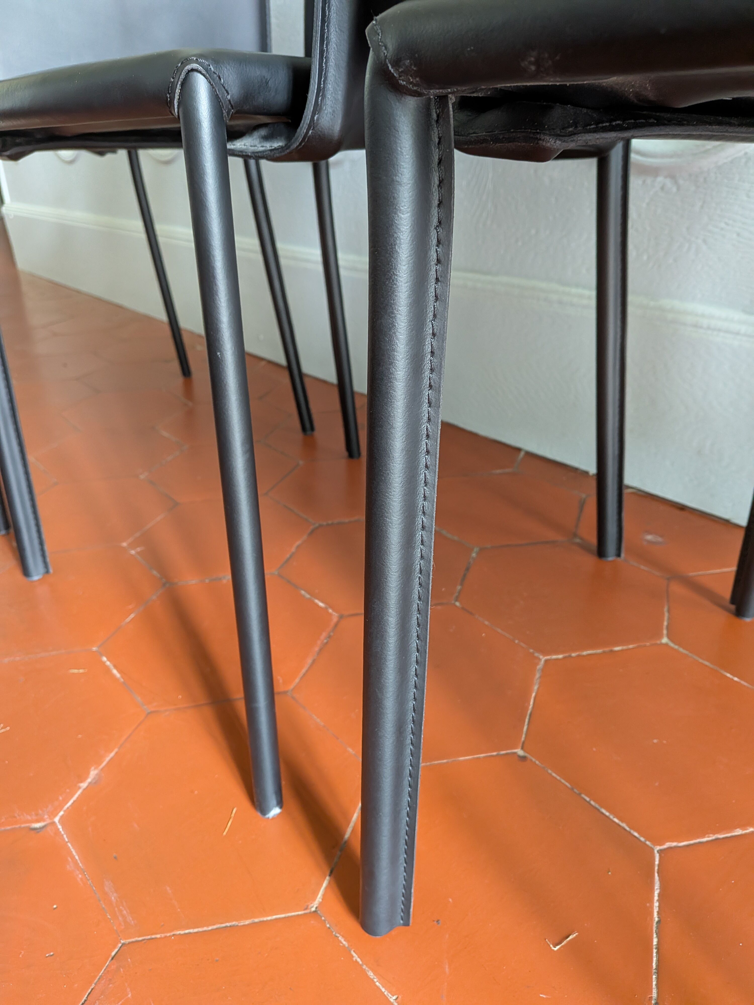 4 leather Twiggy chairs by Gebrüder Thonet