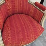 Pair of Louis XVI style bergère armchairs, antique.