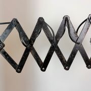Industrial Black Enamel Scissor Wall Lamp, 1950s