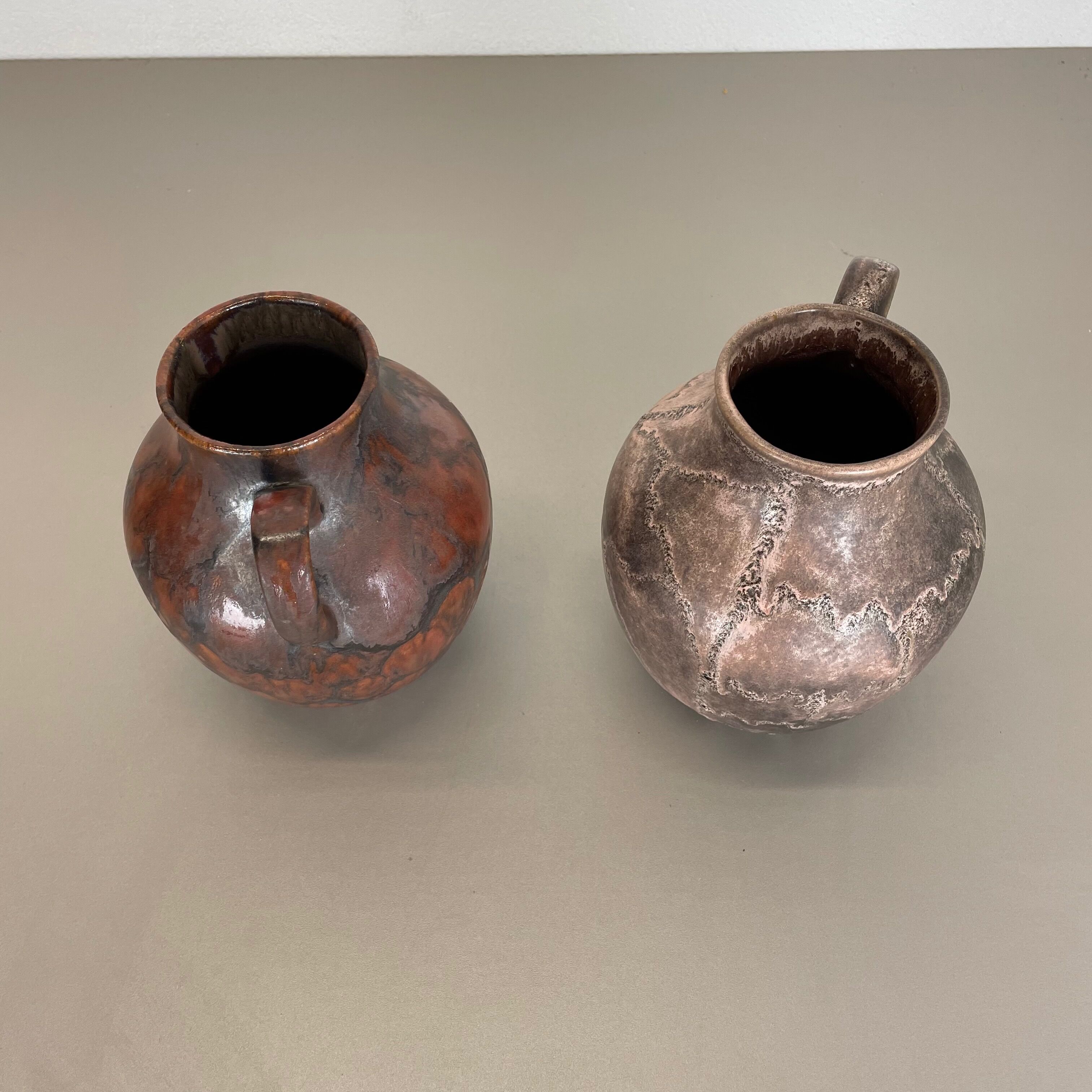 Set of 2 Pottery Vases Fat Lava Abstract Designed by Ruscha, Germany, 1960s