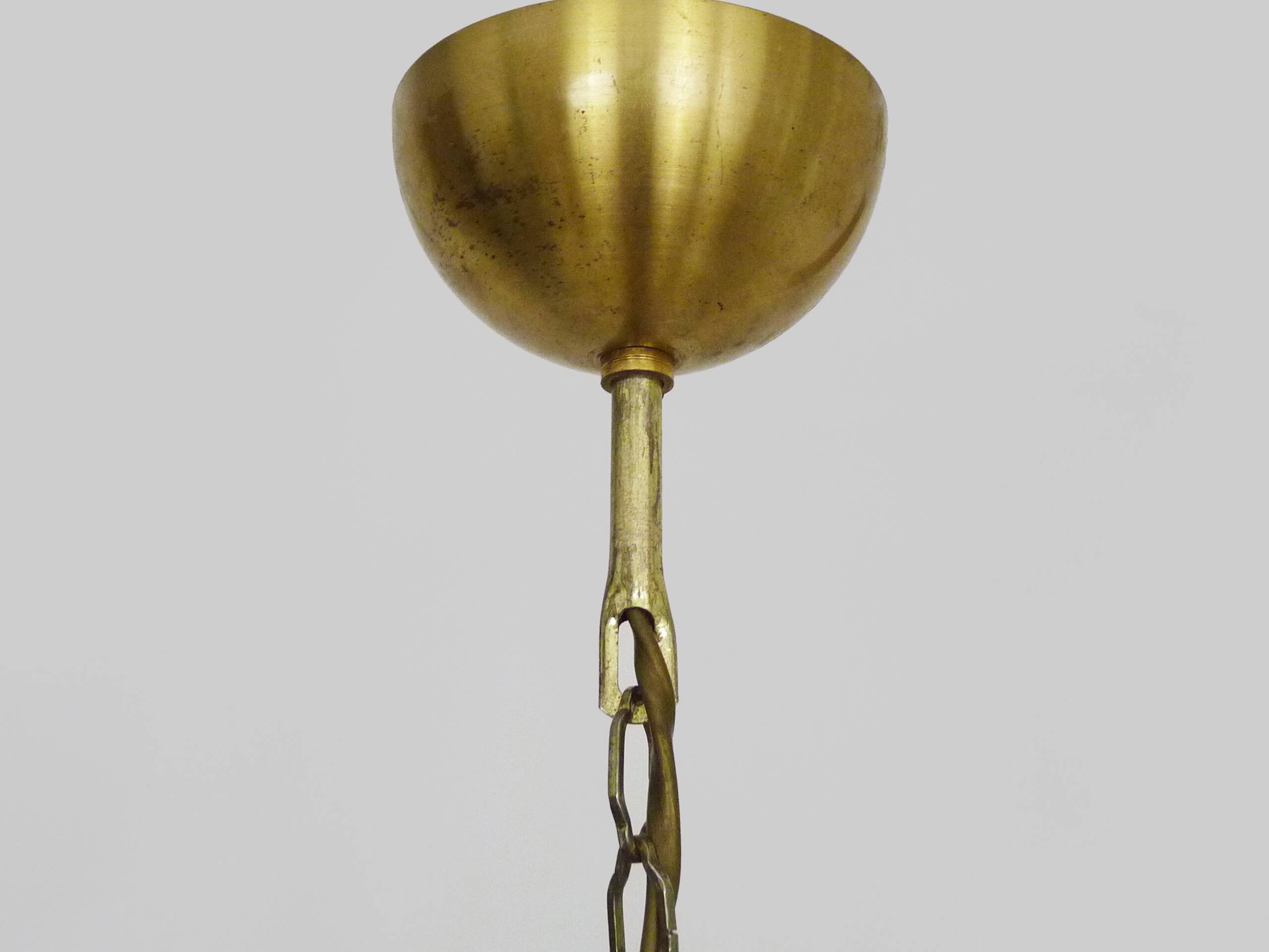 Vintage 80s gold metal palm leaf pendant light