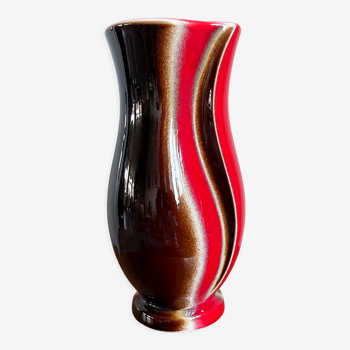 Red-Brown Verceram Vase Model 6390-28, French Mid-Century Modern Art Pottery from the 1960s