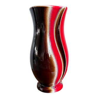 Red-Brown Verceram Vase Model 6390-28, French Mid-Century Modern Art Pottery from the 1960s