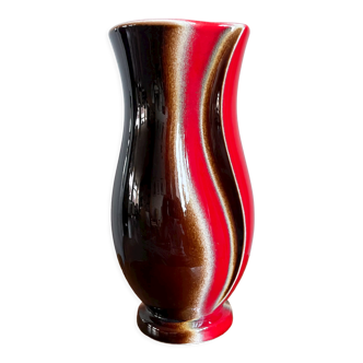 Vase Verceram rouge-brun modèle 6390-28, Français poterie d’art moderne du milieu du siècle des années 1960