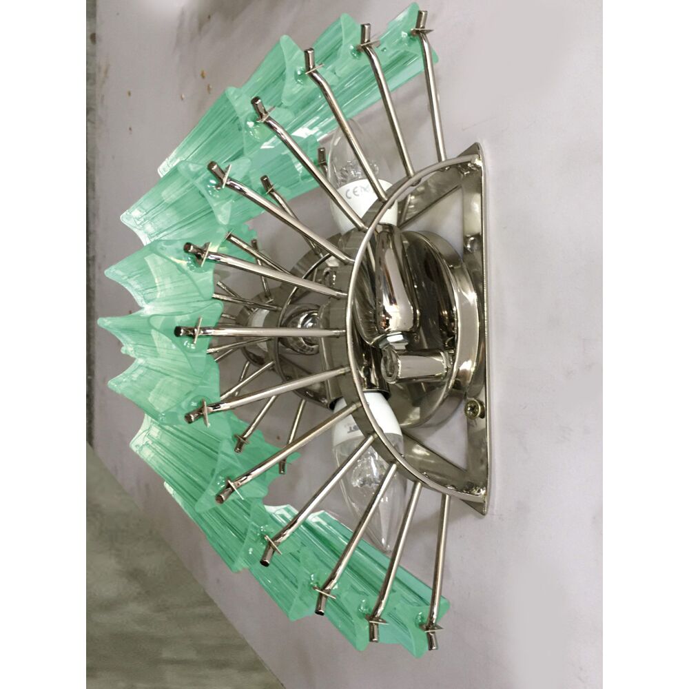 Green-wather “triedro” murano glass twister wall sconce