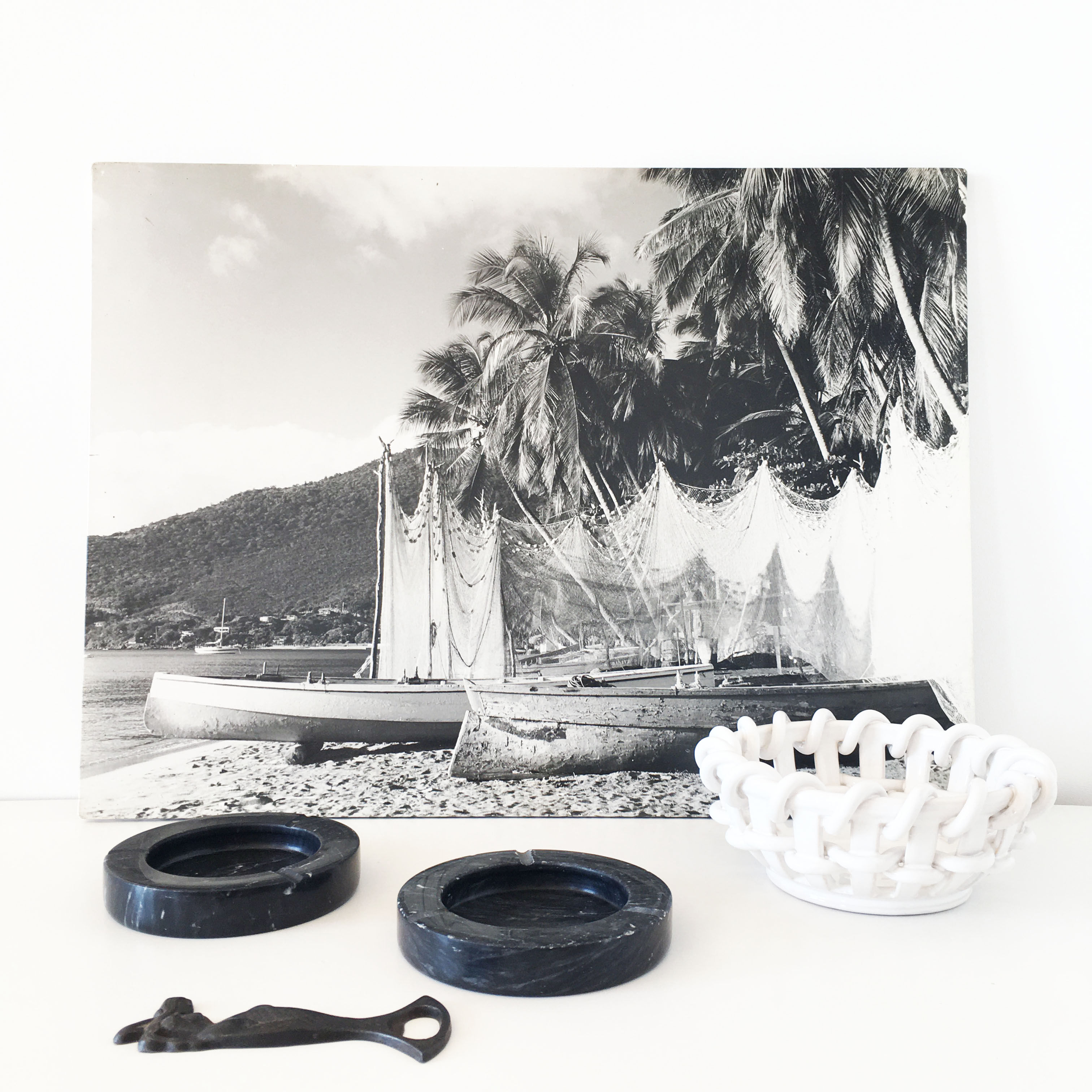 Old photograph on wood panel