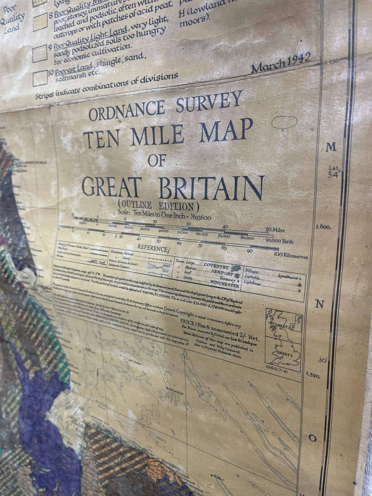 English map from the 1950s
