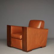 Paire de fauteuils en cuir Art Déco. Années 1940.