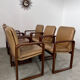 Lot 6 chairs armrests vintage 70s Scandinavian design leather and wood