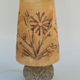 Granite lamp with triskell grave lampshade resin inclusion flowers 1960