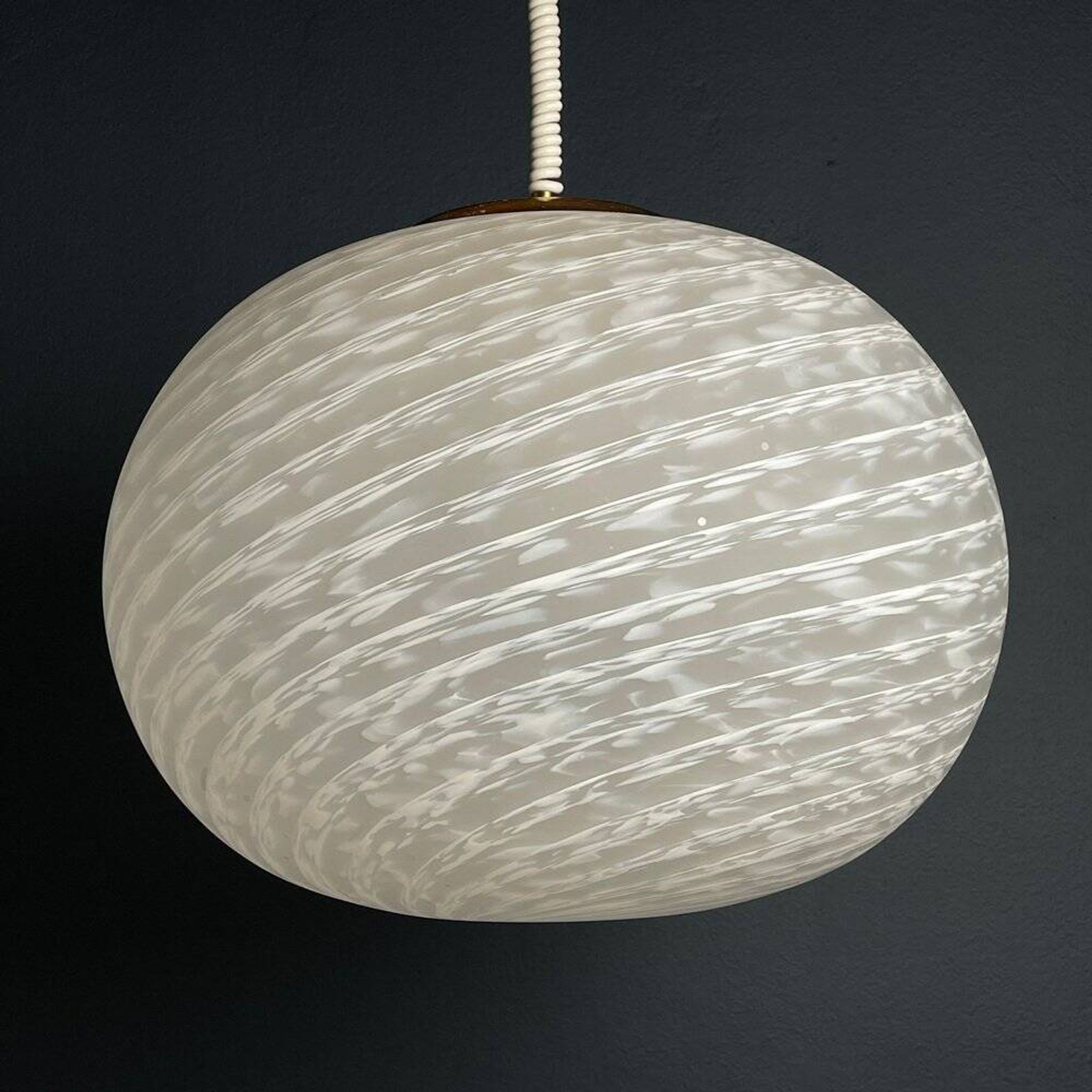 Large swirling Murano glass pendant lamp from Vetri Murano, Italy, 1970s.