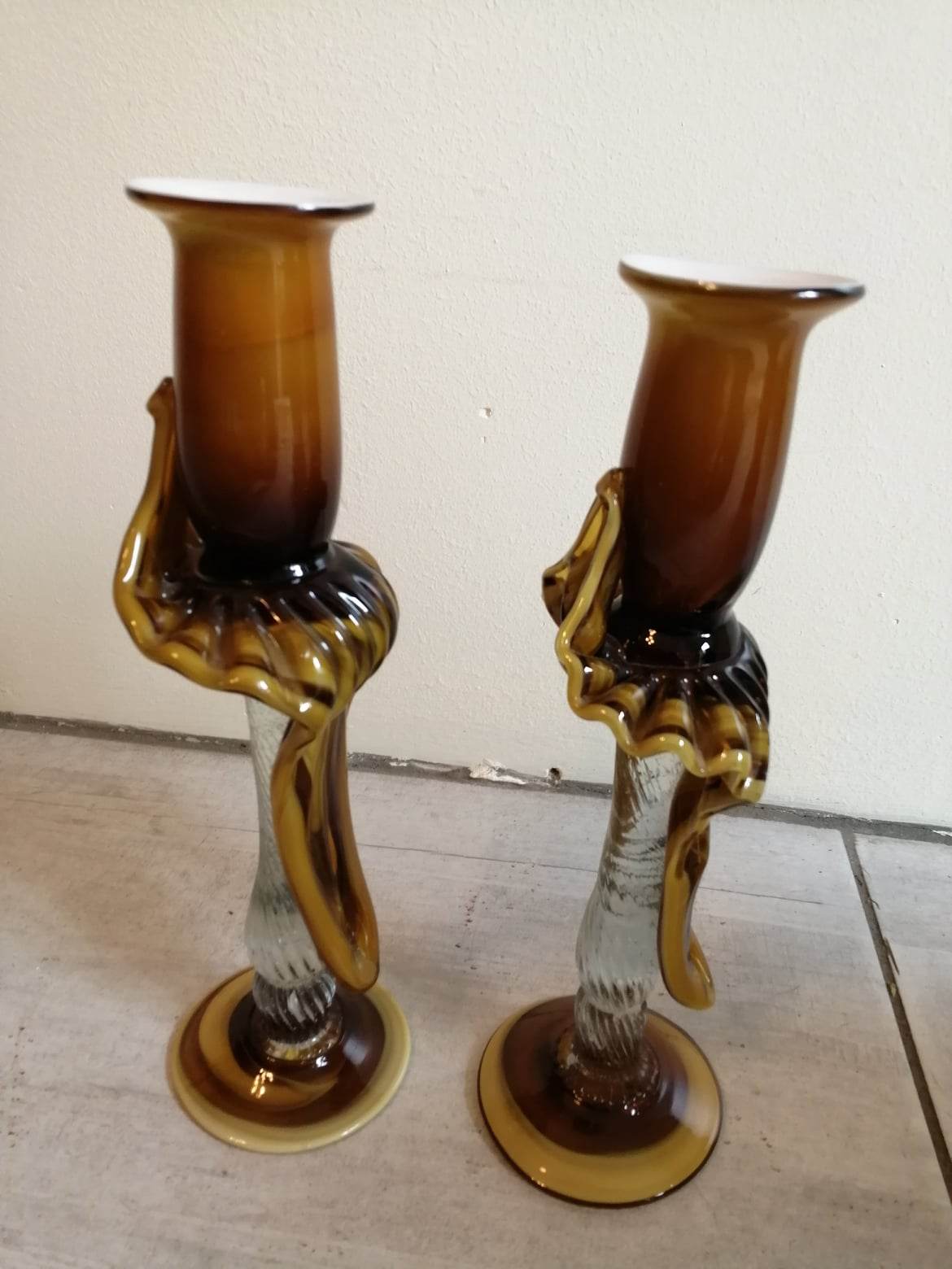 Pair of murano candle holders