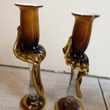 Pair of murano candle holders