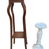 Set of two alabaster and wood columns on old marble