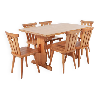 Swedish Modern pine dining set, 1960s