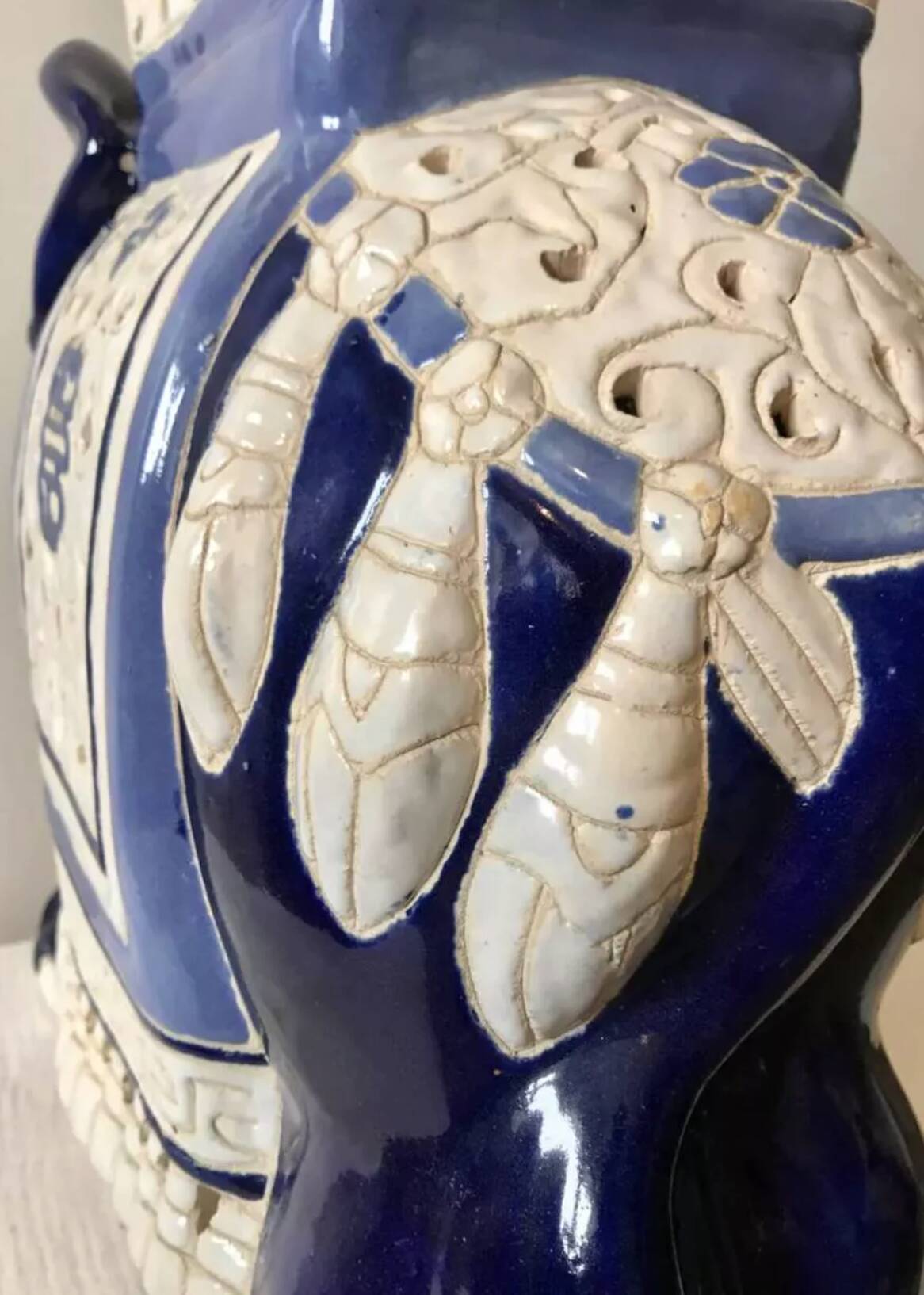 Pair of elephant ceramic side tables