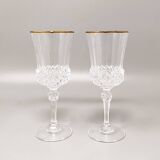 1970s crystal decanter with 2 crystal glasses by rcr. made in italy