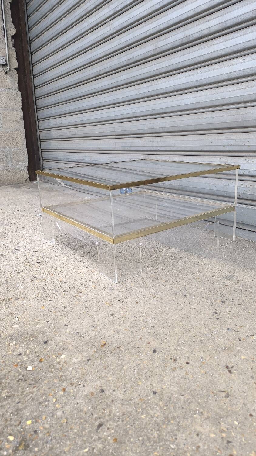 1970s plexiglass coffee table