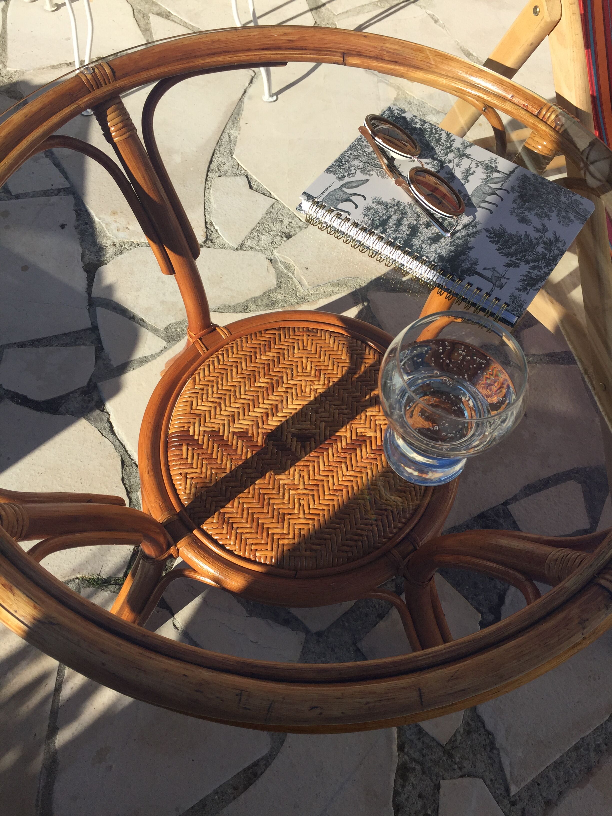 Vintage bamboo and rattan coffee table