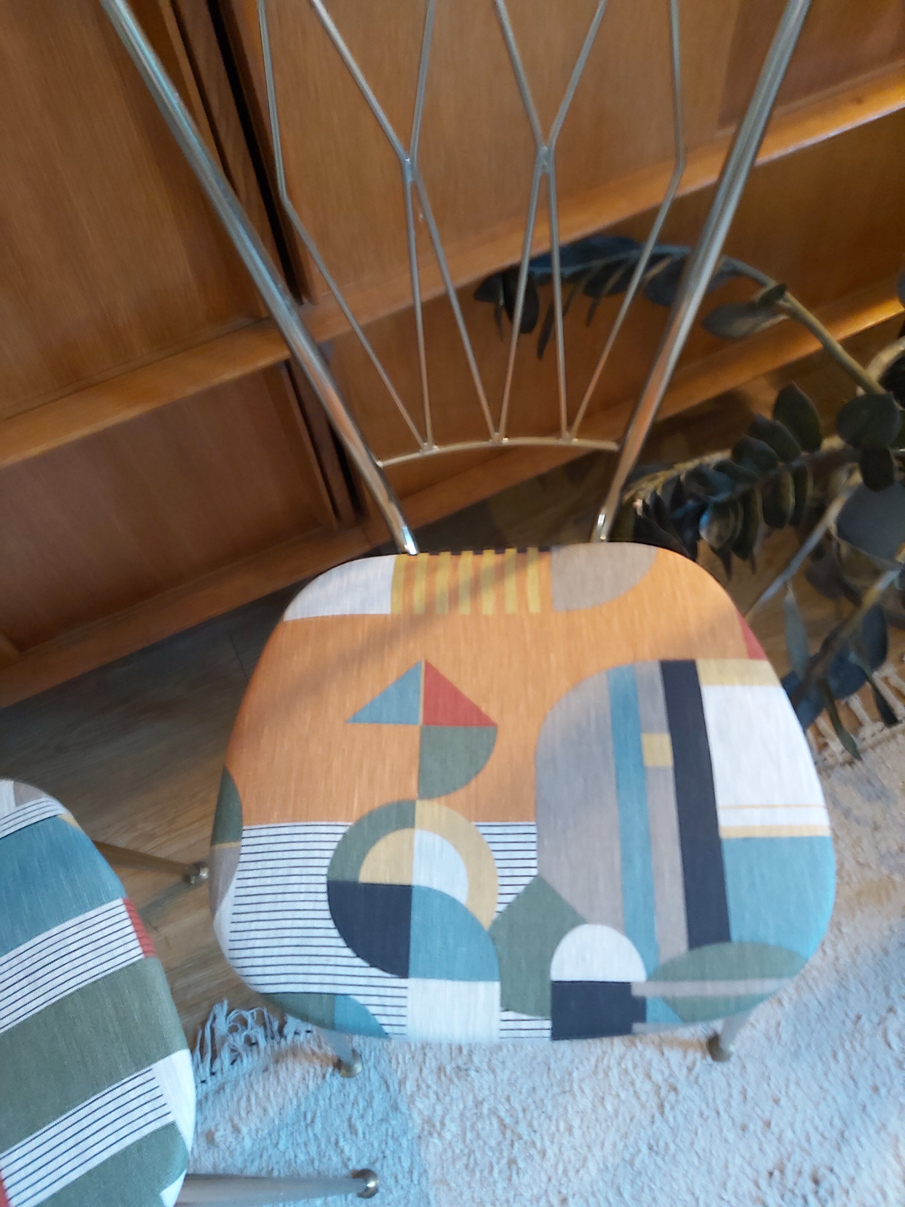 Pair of chairs in gold metal 50s