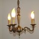 Petite Brass Vintage French Mid Century Traditional 3 Light Chandelier 5365