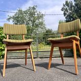 Pair of green chairs French modernism 1960