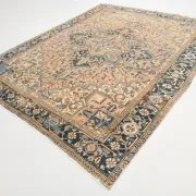 Navy Blue & Peach Oriental Persian Rug, Oriental Pattern Living Room Decor