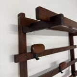 Antique Italian design wall coat rack Ezhio Longhi / Elam vintage teak