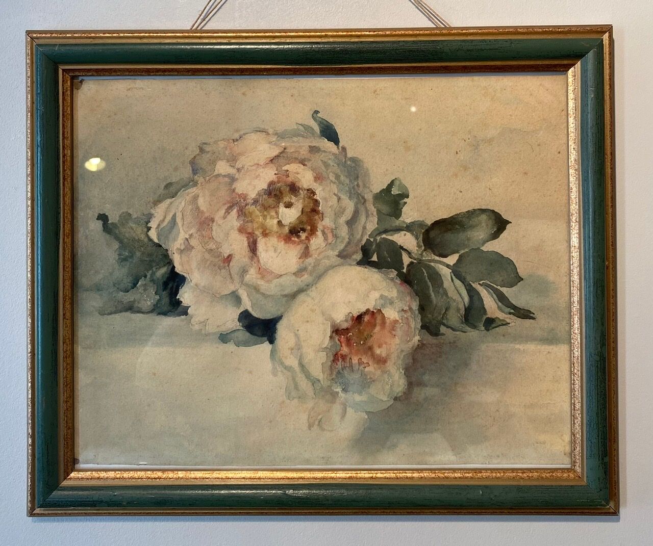 Tableau ancien, nature morte aux roses, XX siècle