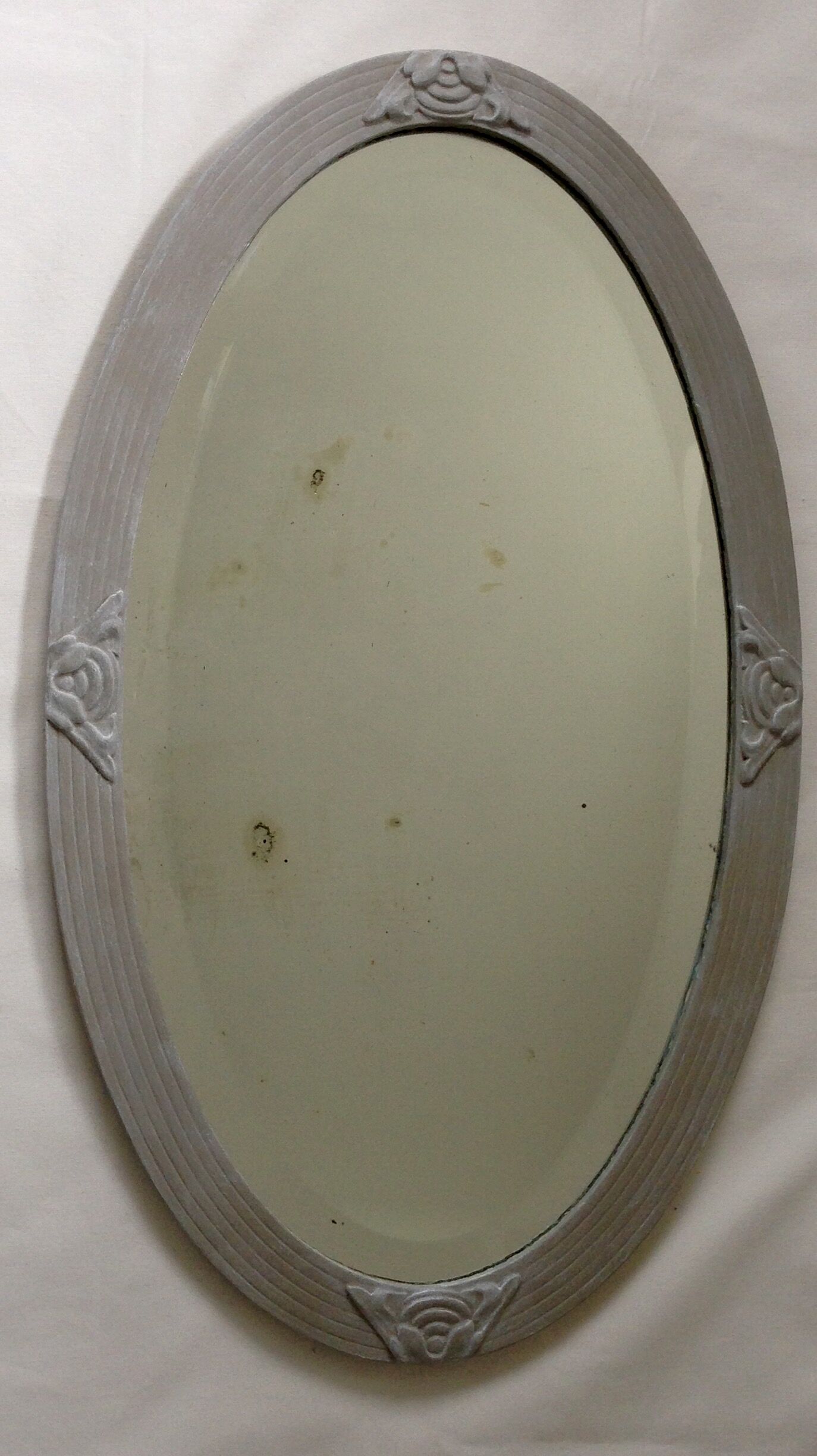 Mirror beveled art deco white 66x39cm