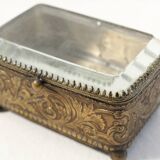 Antique jewelry box Napoleon III in brass and beveled glass