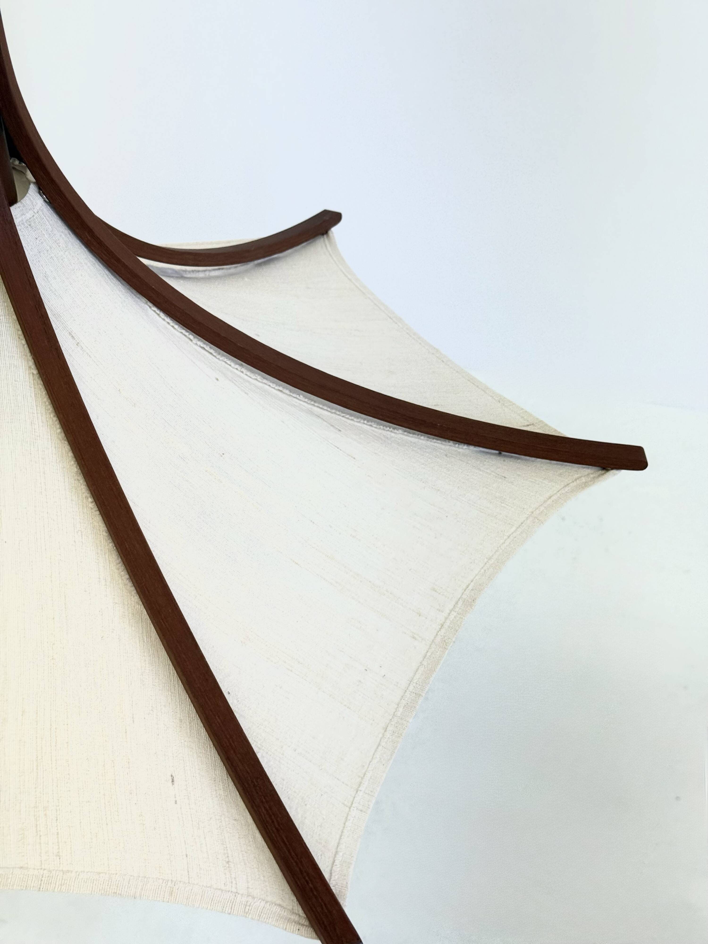 Mid-century teak pendant lamp from Domus with linen shade