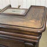 Comptoir de bar en chêne début XXème avec habillage d'époque zinc et étain