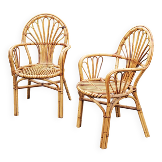 Pair of rattan armchairs from the 70s