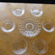 Dish and 6 duralex plates in vintage transparent glass 1970