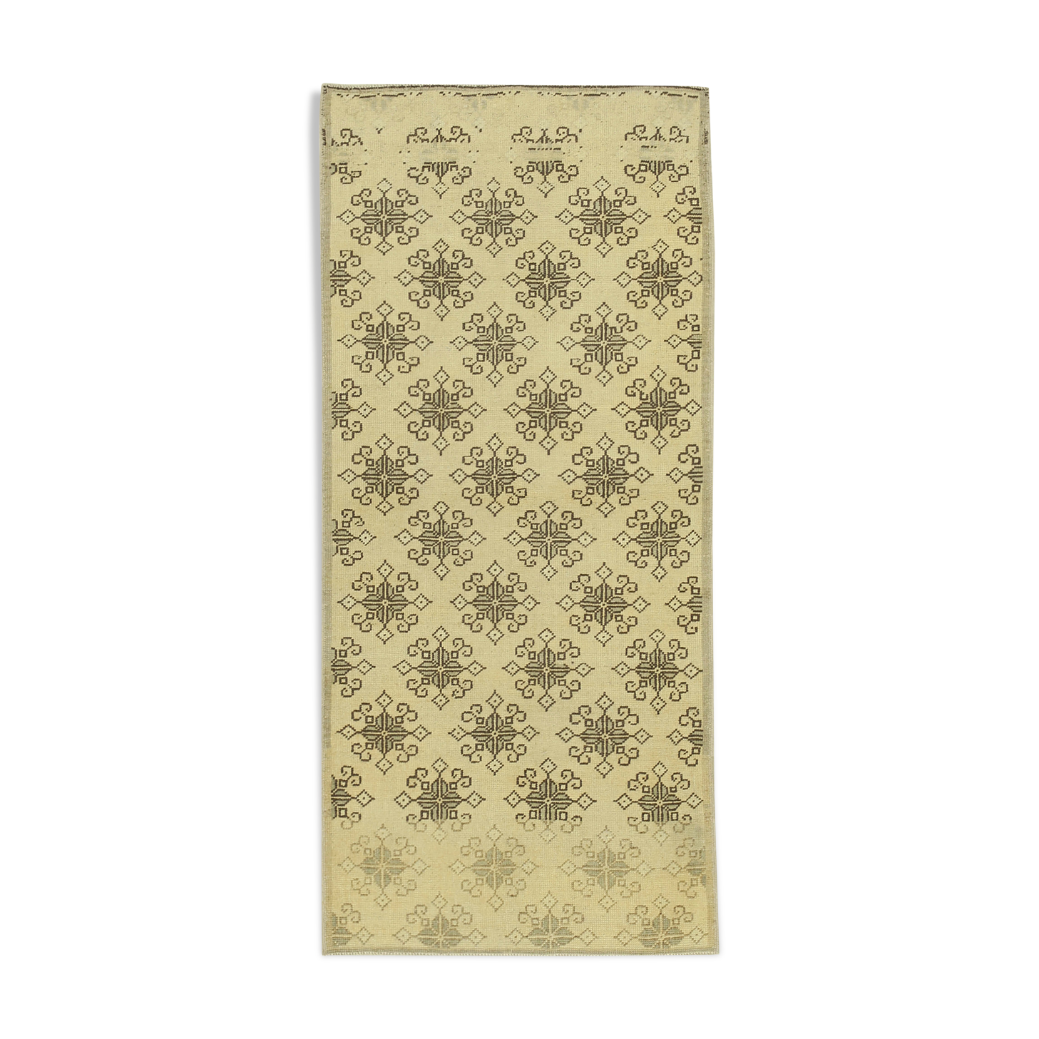 Hand-knotted wool turkish beige carpet 86 cm x 190 cm