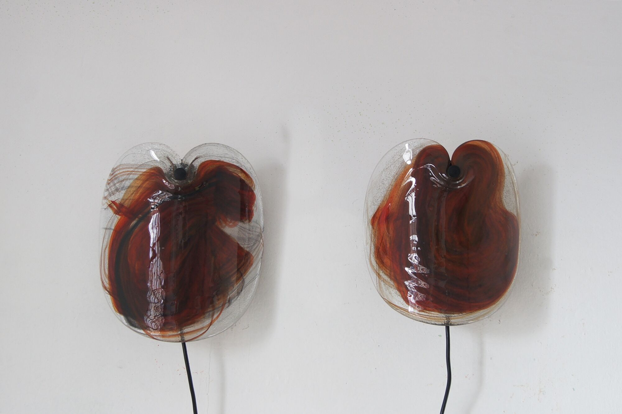 Vintage Glass Sconces by Per Lutken for Holmegaard, 1970s, Set of 2