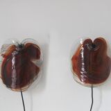 Vintage Glass Sconces by Per Lutken for Holmegaard, 1970s, Set of 2