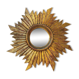 Sun mirror in gilded wood vintage decoration