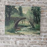 Painting - Oil on canvas Bridge on the banks of the Loire Signed Louis Hayaux (1897 1982)
