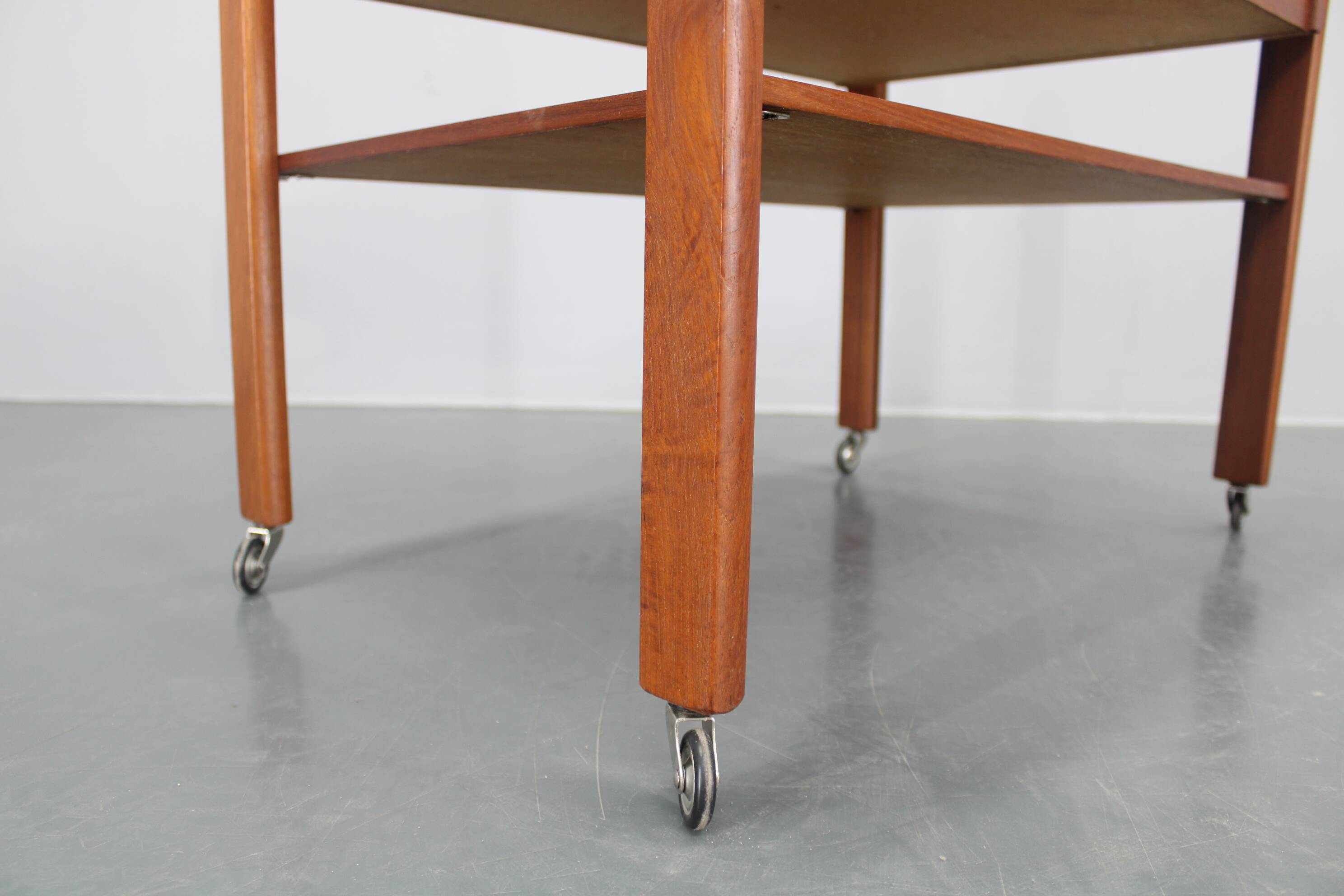 1960s Danish Teak Sewing Cart or Side Table