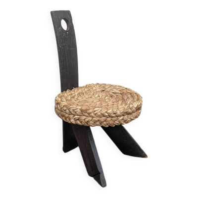Chaise de cheminée tripode Audoux Minet brutaliste